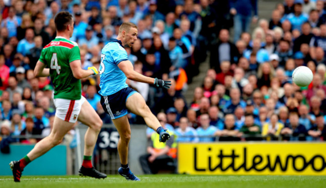 Paul Mannion shoots on goal