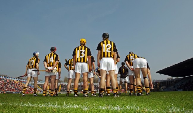 The Kilkenny team stand for the National Anthem
