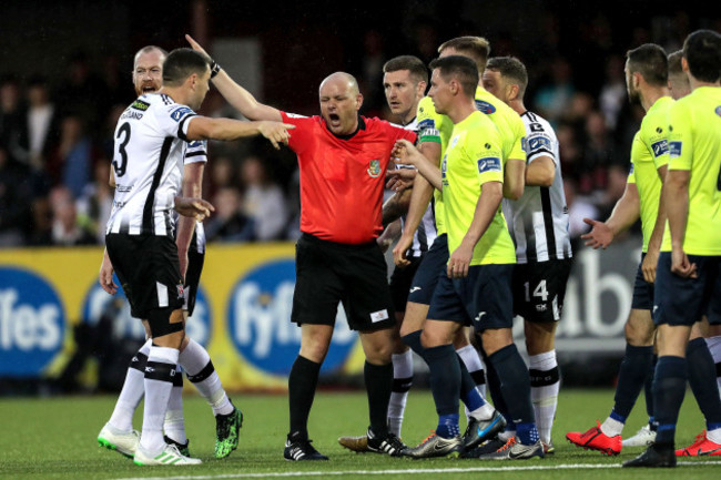 Tempers flare between the sides during the game