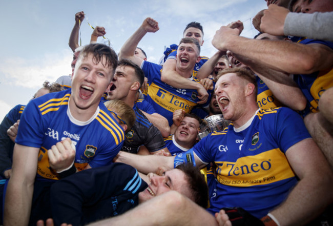 Tipperary celebrate with the trophy after the game