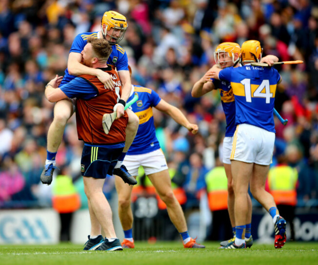 Jake Morris celebrates at the final whistle