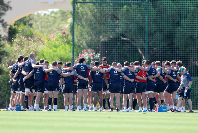 The Ireland team huddle