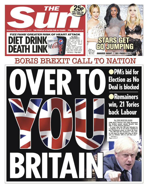 Humiliation For Johnson Uk Front Pages React To Last Night S Brexit Vote