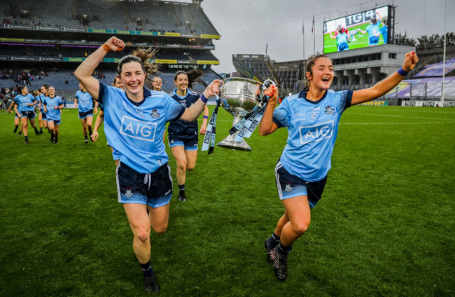 lyndsey-davey-and-siobhan-woods-celebrate-the-brendan-martin-cup-after-the-game