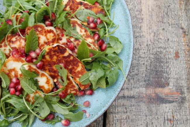 halloumi,mint and pom salad