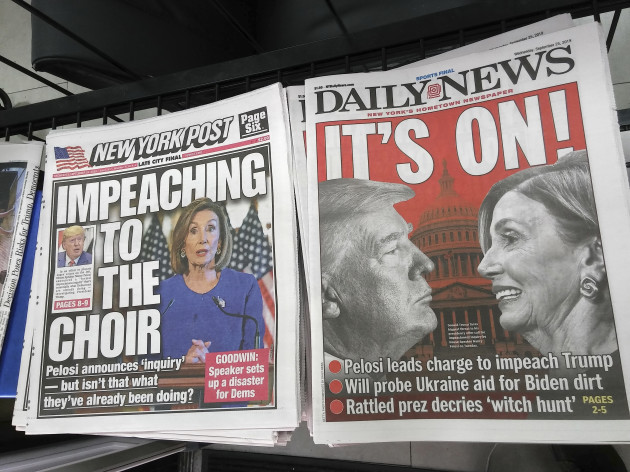 ny-new-york-papers-report-on-pelosi-impeachment-inquiry