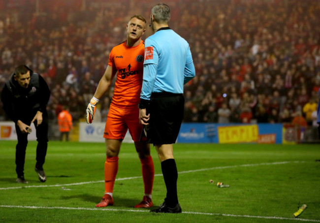 james-talbot-before-the-game-as-his-goal-area-is-cleared