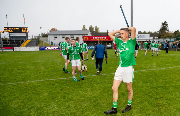 st-mullins-players-after-the-game-as-they-learn-a-member-of-their-backroom-team-has-been-taken-ill