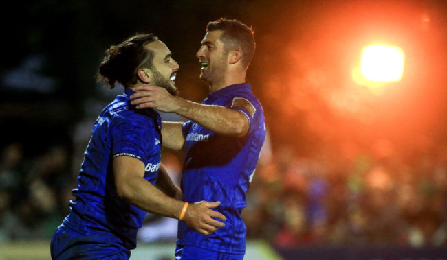 james-lowe-is-congratulated-by-rob-kearney-after-scoring-a-try