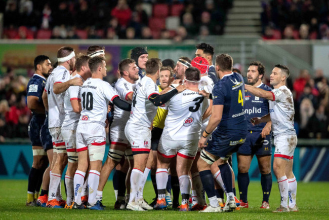 ulster-and-asm-clermont-auvergne-players-scuffle-early-in-the-game