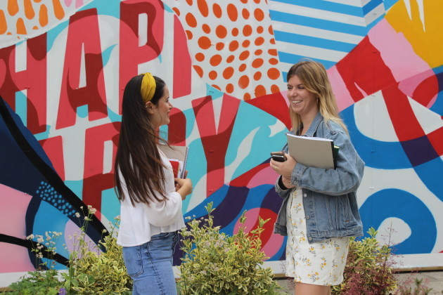 Ana and Tiarnach at the Happy Mural at Griffith College_image credit Hannah Costelloe