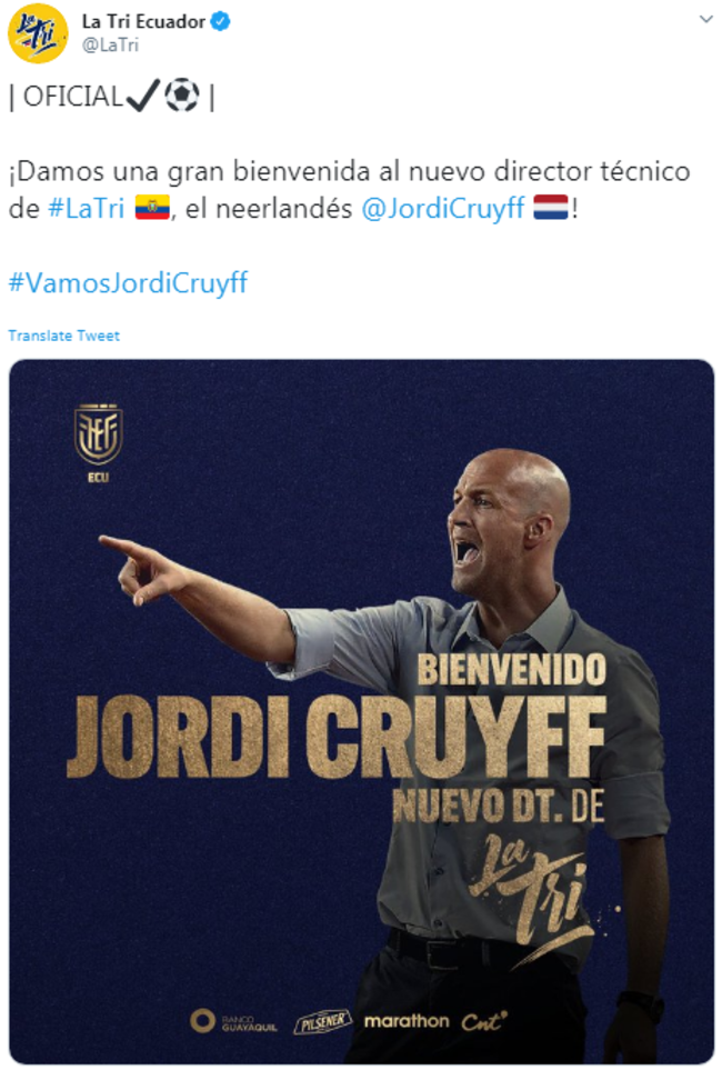 Jordi Cruyff Ecuador