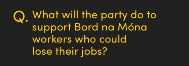 What will the party do to support Bord na Móna workers who could lose their jobs