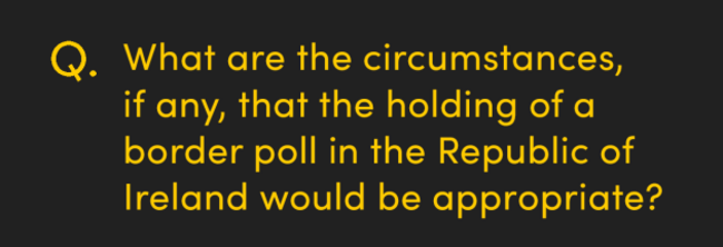 What are the circumstances, if any, that the holding of a border poll in the Republic of Ireland would be appropriate
