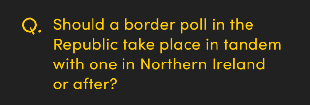 Should a border poll in the Republic take place in tandem with one in Northern Ireland or after