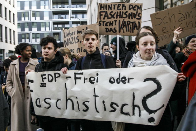 minister-president-election-thuringia-demo-in-front-of-fdp-headquarters