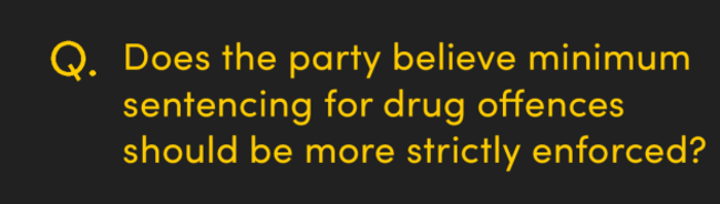 Does the party believe minimum sentencing for drug offences should be more strictly enforced