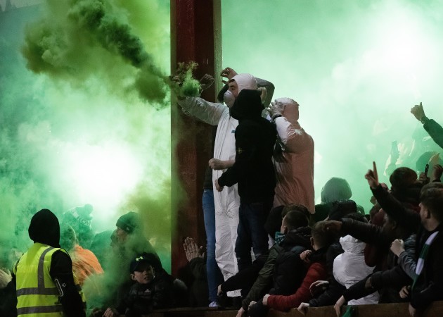 shamrock-rovers-fans-light-flares-and-smoke-bombs-in-the-crowd