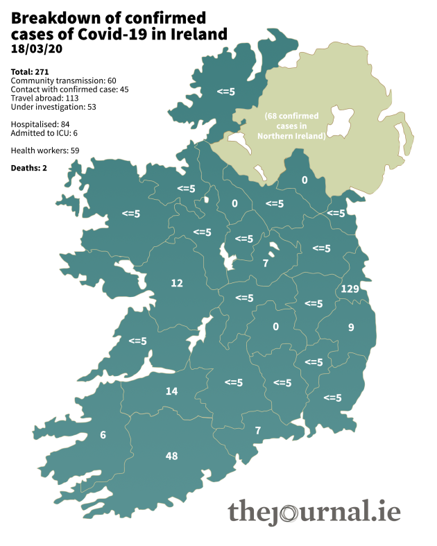 Covid-19 Map Ireland 180320 V3