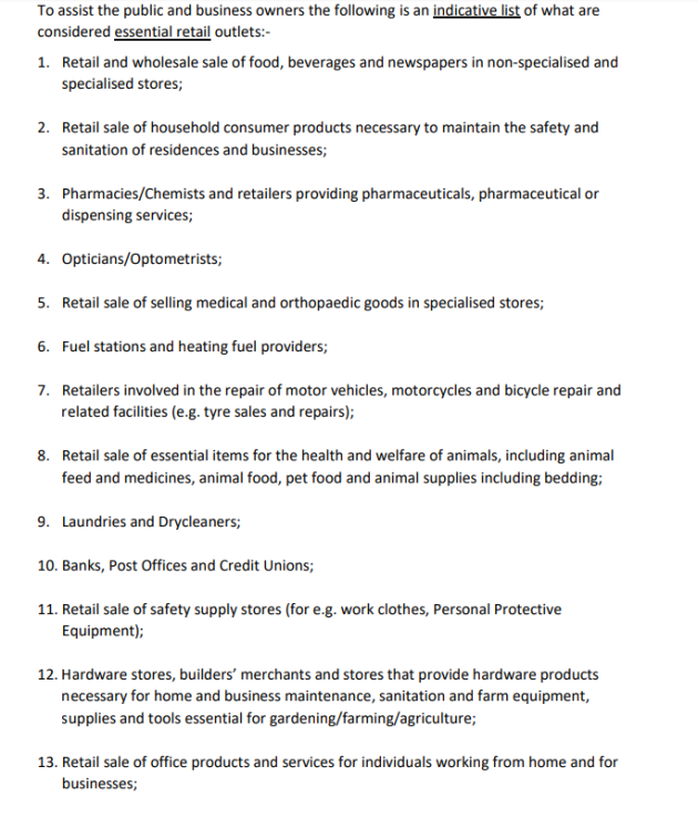 Taoiseach announces all nonessential shops to close, restrictions on