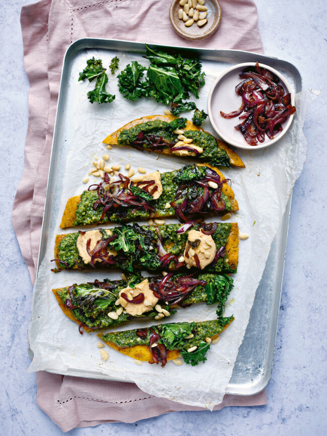 A smaller sweet potato pizza