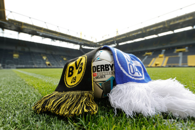 firo-08-05-2020-football-1-bundesliga-season-20192020-bvb-borussia-dortmund-stadion-signal-iduna-park-drone-drone-recording-before-derby-revierderby-bvb-schalke-04-restart-of-the-bundes