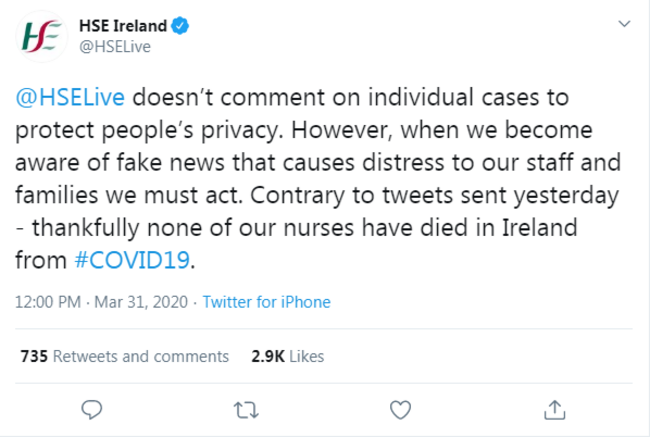 HSE nurses tweet