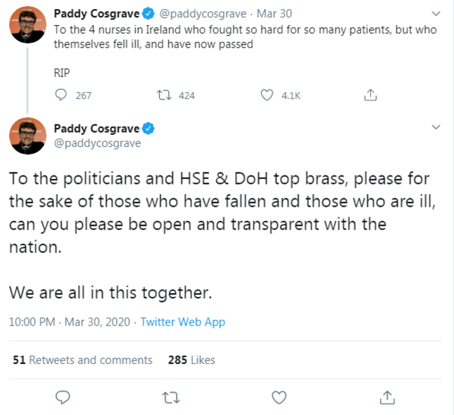 Cosgrave Nurses tweet 2