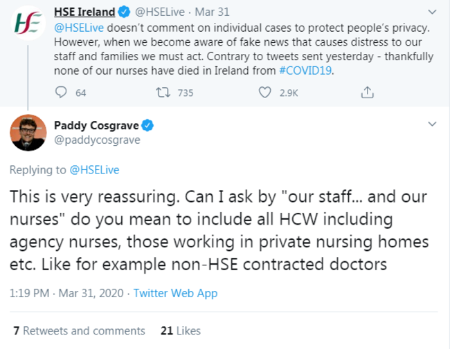 Cosgrave Nurses tweet 3