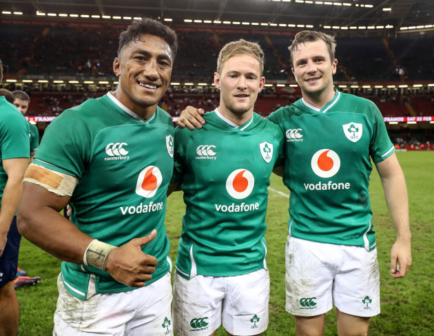 bundee-aki-with-kieran-marmion-and-jack-carty-after-the-game