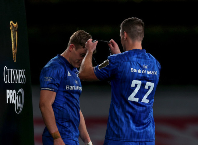 leinsters-captain-garry-ringrose-gets-his-medal-from-johnny-sexton