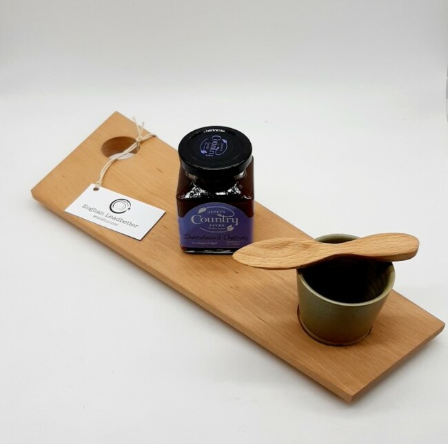 CHEESE BOARD, POT OUT, CHUTNEY AND WOODEN SPOON2