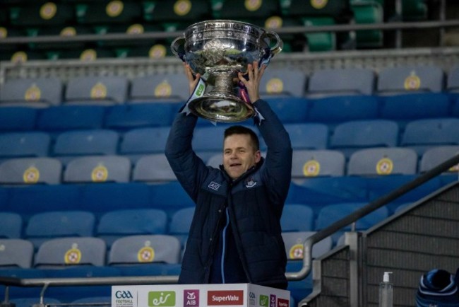 dessie-farrell-lifts-the-sam-maguire-cup-as-dublin-are-all-ireland-champions