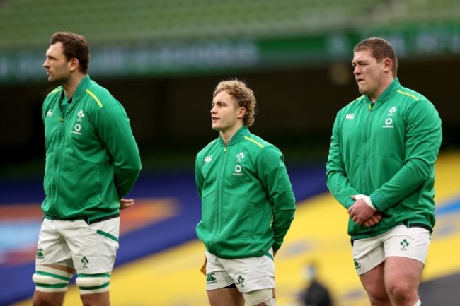 tadhg-beirne-craig-casey-and-tadhg-furlong-stand-for-a-moments-silence-in-aid-of-rugbyagainstracism