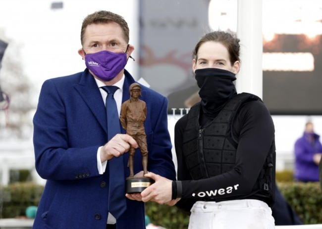 rachael-blackmore-is-presented-with-the-top-jockey-award-the-ruby-walsh-trophy-by-sir-a-p-mccoy