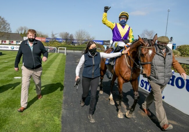 jody-mcgarvey-and-john-hanlon-celebrate-winning-the-irish-stallion-farms-ebf-mares-novice-hurdle-championship-final-with-skyace