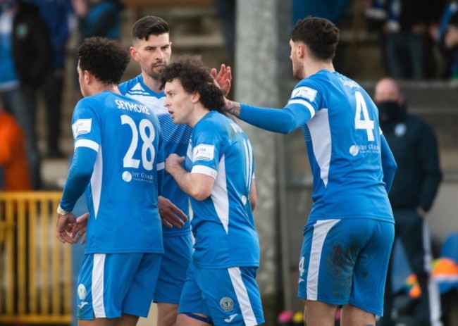 adam-foley-celebrates-his-goal-with-will-seymore-barry-mcnamee-and-kosovar-sadiki