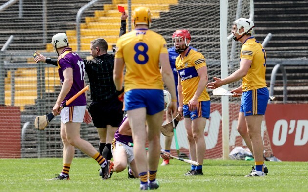 fergal-horgan-shows-liam-corry-a-red-card