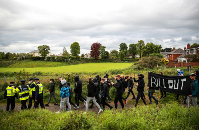 a-view-of-protesters-outside-oriel-park-alongside-an-garda-siochana-ahead-of-the-game