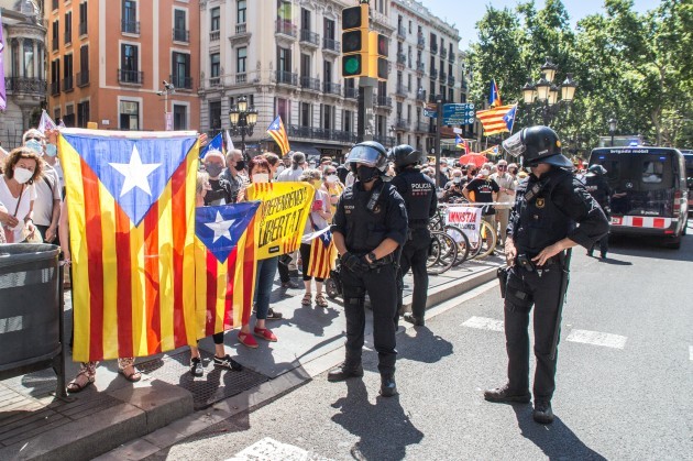 The Catalan protest - the independents - in - Barcelona - Spain - 21 - June - 2021