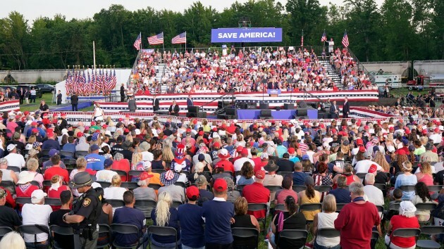 Trump Airs Old Election Grievances And Baseless Claims Of Fraud In Return To Rally Stage