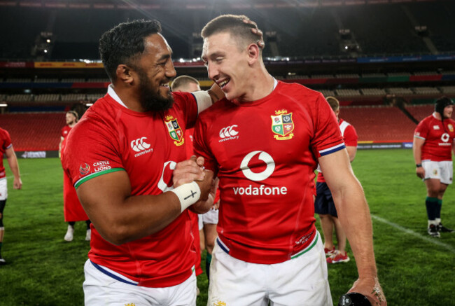 bundee-aki-celebrates-after-the-game-with-josh-adams