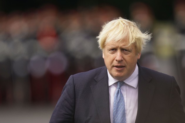 prime-minister-boris-johnson-at-the-sovereigns-parade-at-royal-military-academy-sandhurst-in-camberley-which-marks-the-completion-of-44-weeks-of-training-for-the-officer-cadets-picture-date-friday