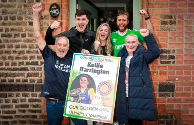 family-joel-chirstopher-christy-and-yvonne-celebrate-after-watching-kellie-harrington-win-her-gold-medal-in-tokyo