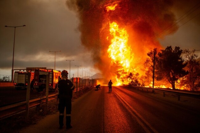 afidnes-greece-05th-aug-2021-firefighters-fight-a-forest-fire-in-a-wooded-area-north-of-athens-a-massive-forest-fire-is-raging-again-in-the-north-of-athens-which-the-fire-brigade-was-unable-to-b