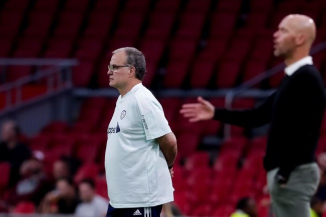 amsterdam-netherlands-august-4-coach-marcelo-bielsa-of-leeds-united-during-the-pre-season-friendly-match-between-ajax-and-leeds-united-at-the-johan-cruijff-arena-on-august-4-2021-in-amsterdam-ne