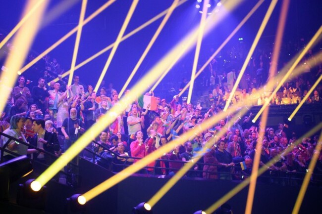 rotterdam-netherlands-18th-may-2021-the-audience-applauds-at-the-end-of-the-show-during-the-first-semi-final-of-the-eurovision-song-contest-esc-at-ahoy-arena-credit-soeren-stachedpa-zentralbi