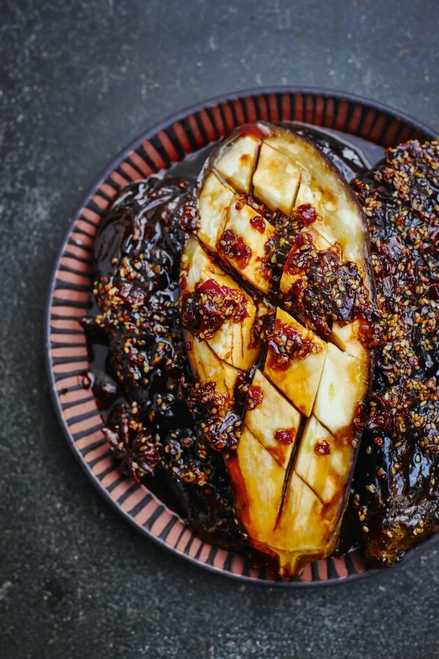 Tender sticky aubergines credit Levon Biss