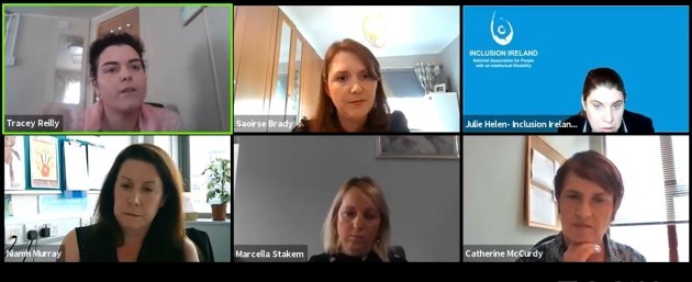 Screenshot of webinar with six speakers which include: Tracey Reilly, Saoirse Brady, Julie Helen, Niamh Murray, Marcella Stakem and Catherine McCurdy.