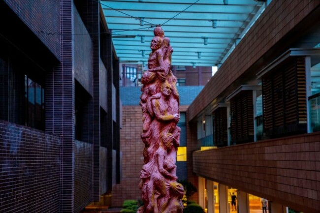 hong-kong-3rd-oct-2021-a-view-of-the-pillar-of-shame-standing-at-eight-meters-tall-the-pillar-of-shame-statue-in-the-university-of-hong-kong-commemorates-student-protesters-who-lost-their-lives-du